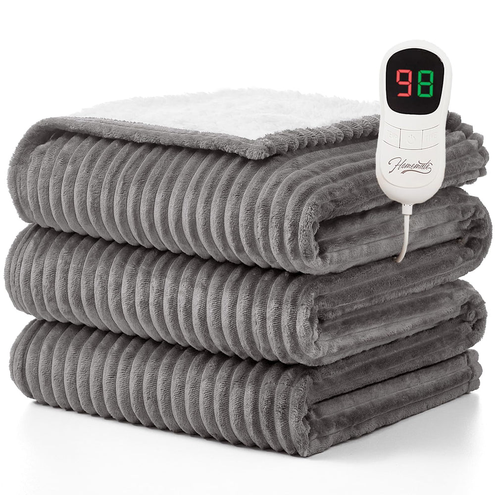 Homemate heated blanket throw on sofa delivers cozy warmth.