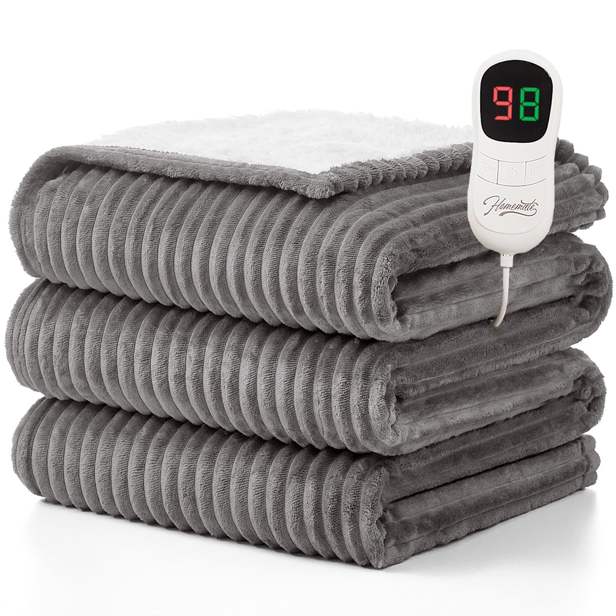 Homemate heated blanket throw on sofa delivers cozy warmth.