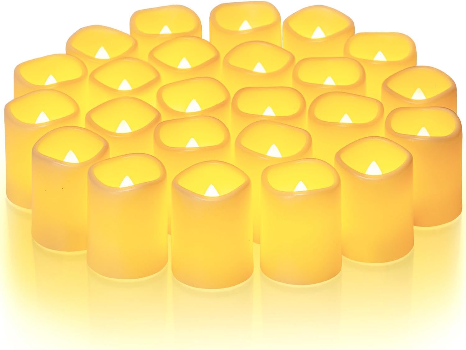 Homemory 24-pack flickering votive candles for romantic table decor.