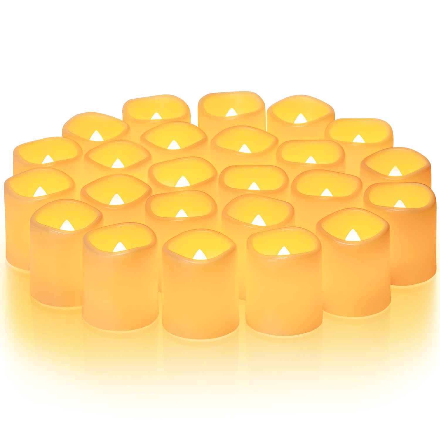 Homemory flameless votive amber tealight creates warm ambiance for weddings and holidays.
