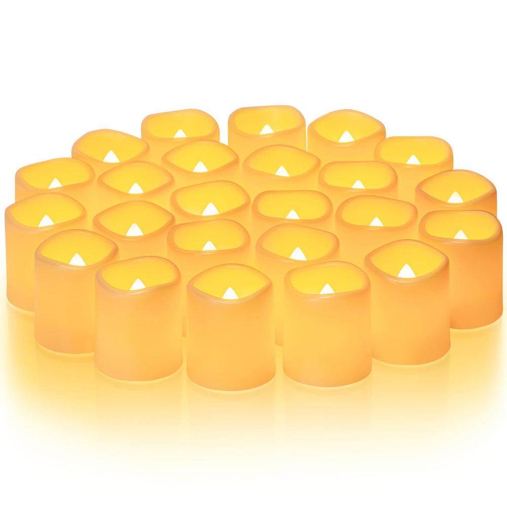 Homemory flameless votive amber tealight creates warm ambiance for weddings and holidays.