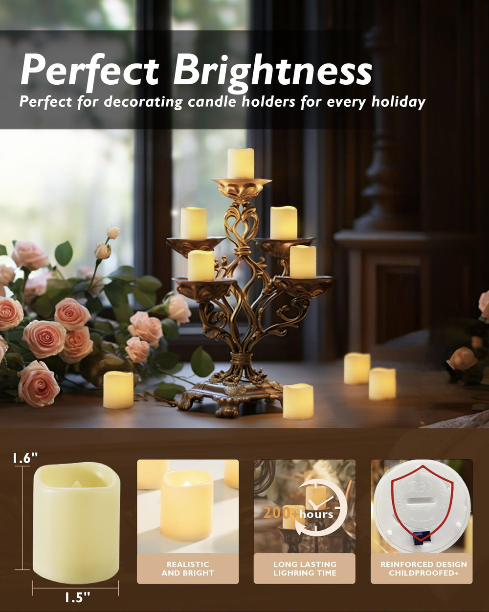 Homemory ivory-shell flameless candle with warm, realistic flicker.
