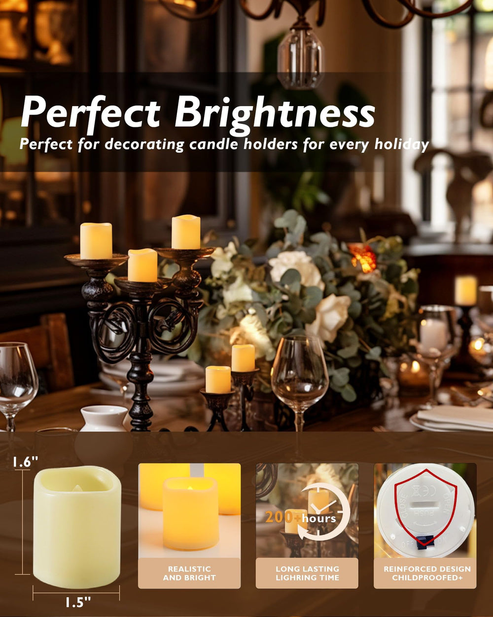 Homemory warm yellow flame tealight offers realistic flicker for romantic settings.