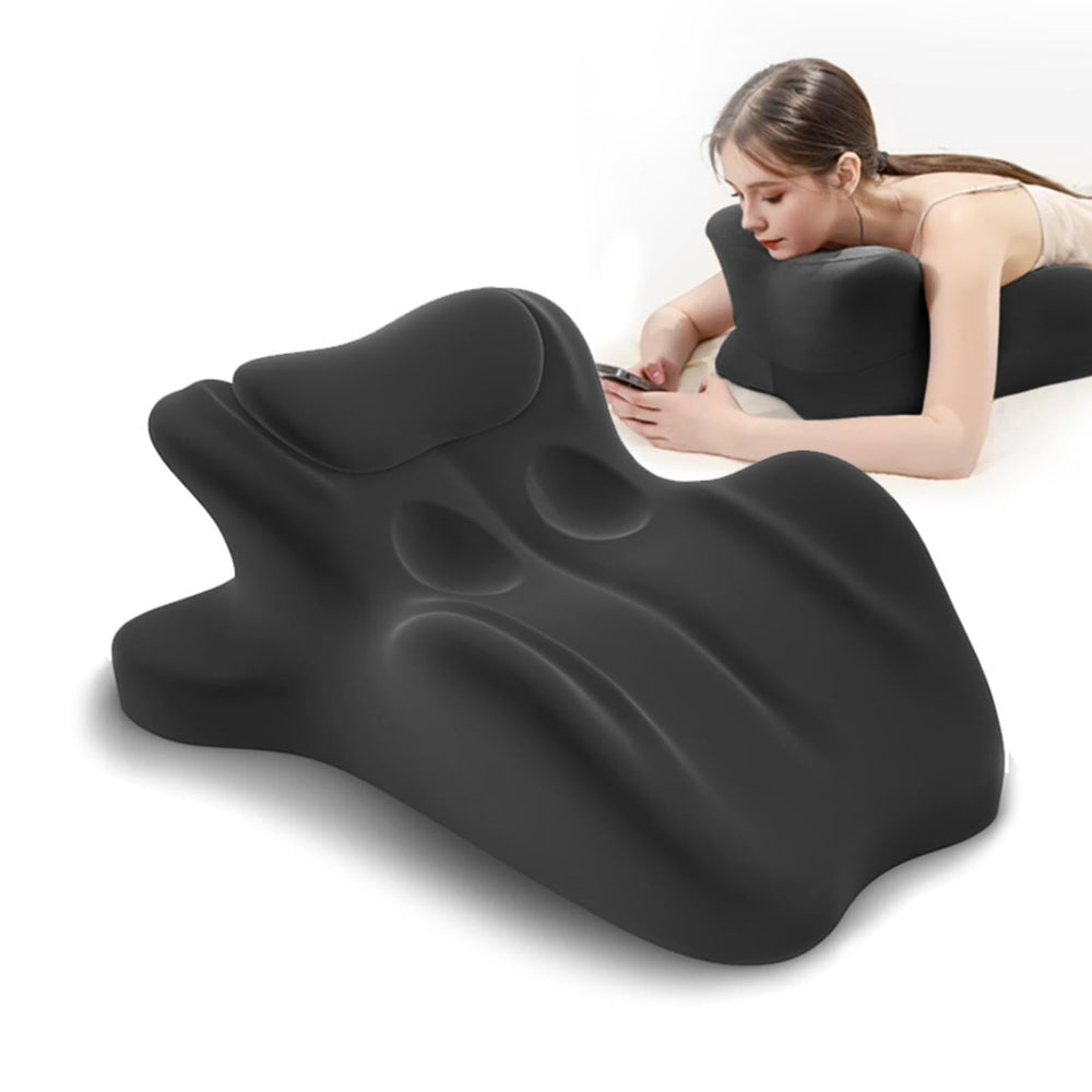 HomePac ergonomic memory foam wedge pillow with a 27-degree angle supports neck and spine.
