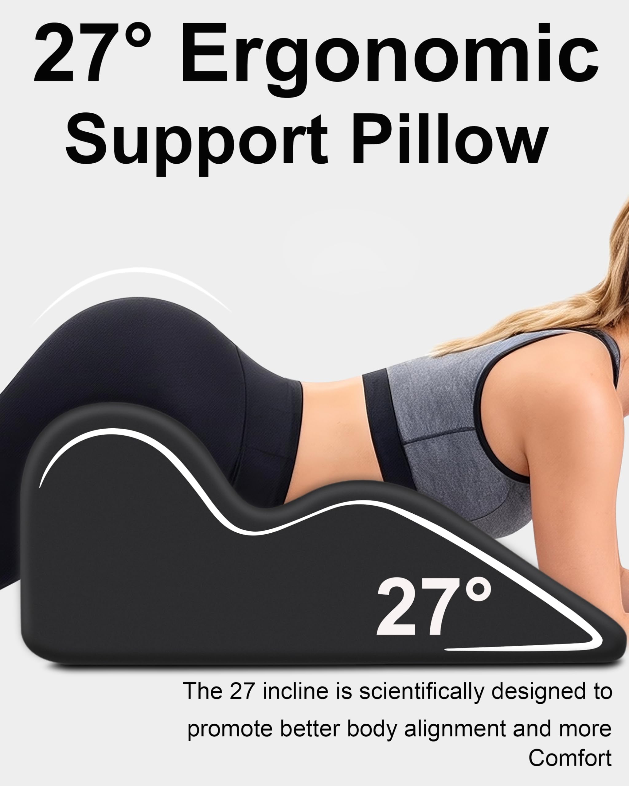 HomePac waist-back support wedge pillow provides stable posture while reading.
