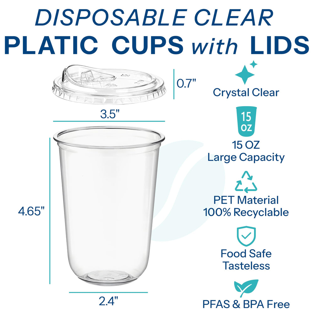 Homestockplus 15oz clear cups show beverage colors while remaining sturdy with ice