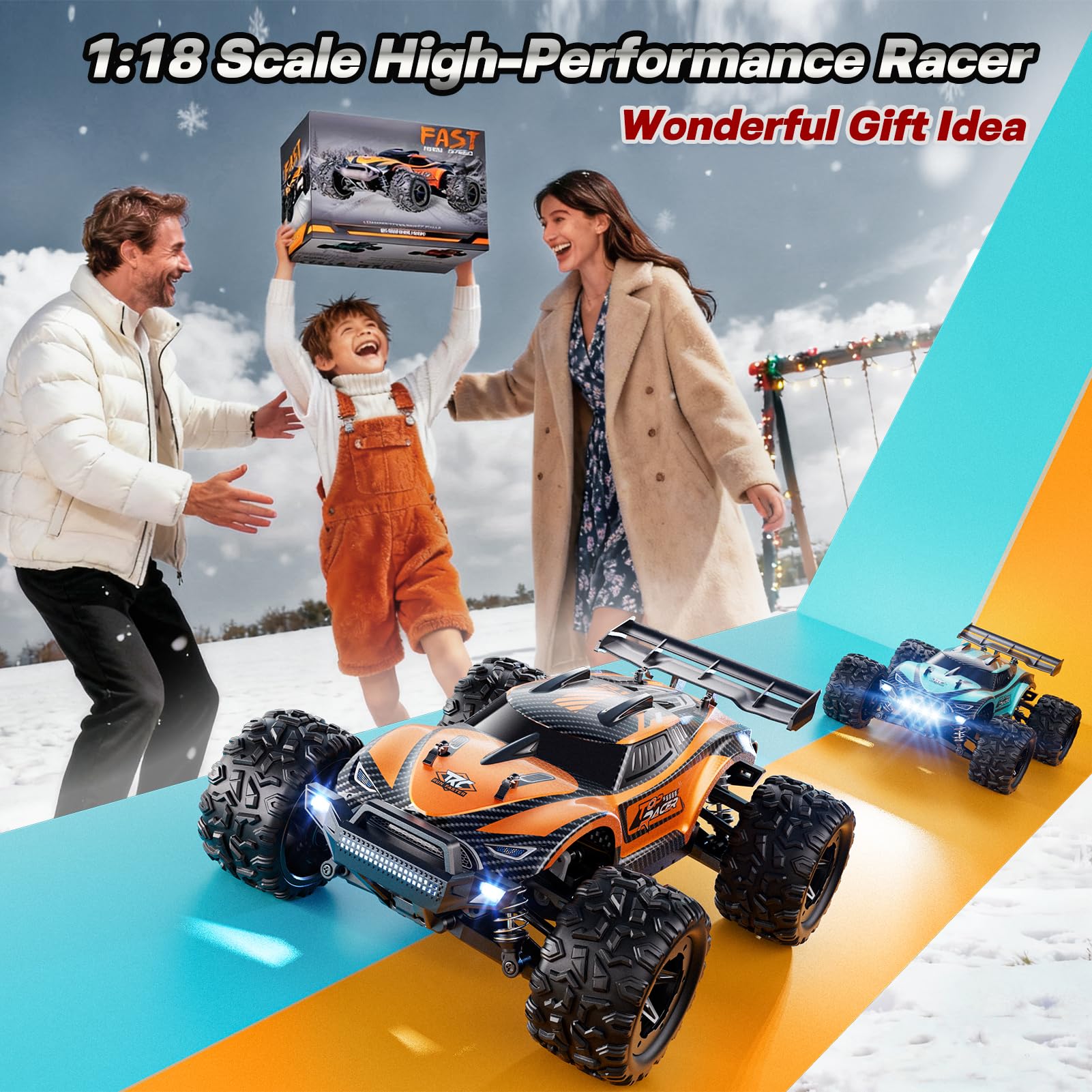 HOMETALL 1:18 RC car 2.4GHz remote for responsive control.
