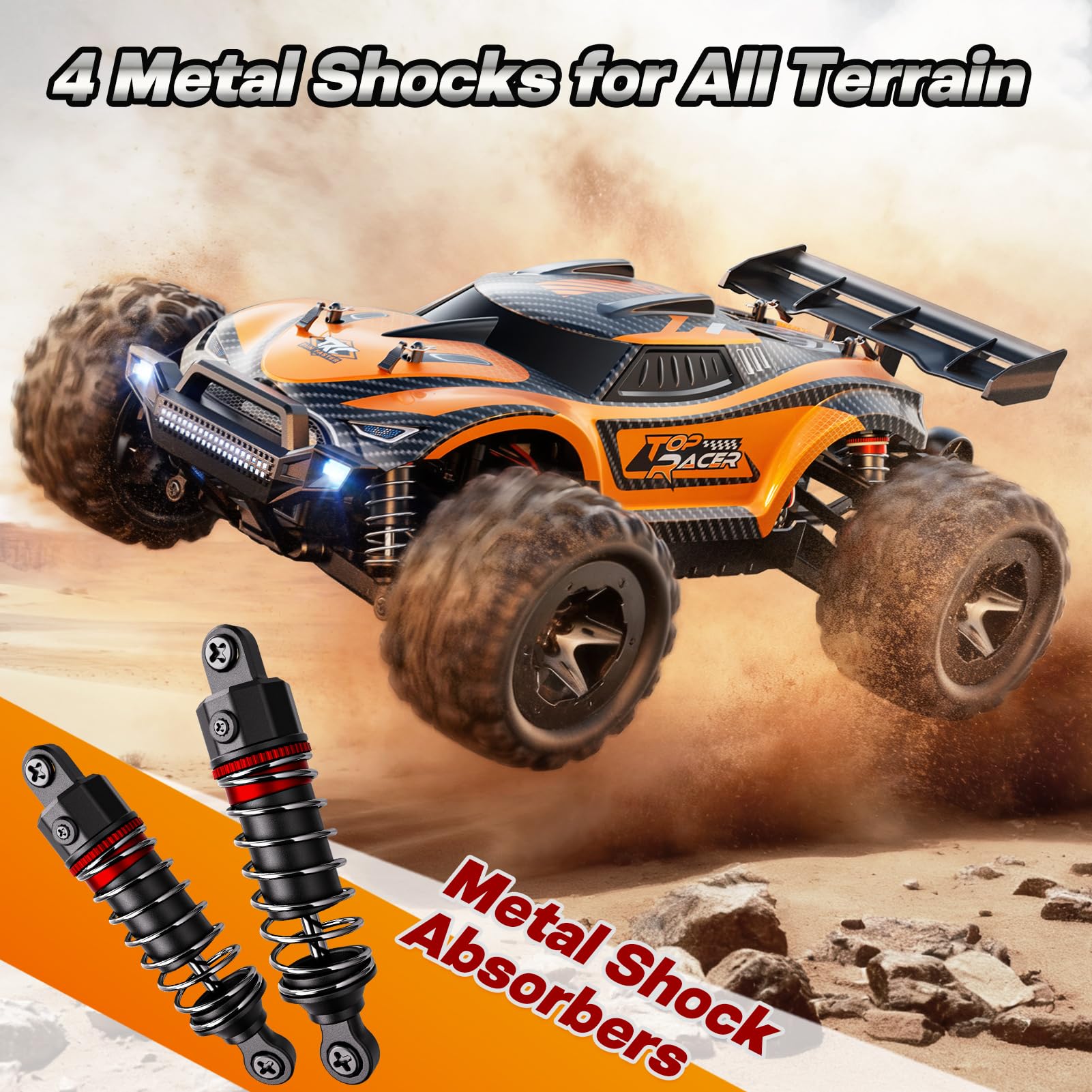 HOMETALL 1:18 RC car roof RGB lights brighten night runs.