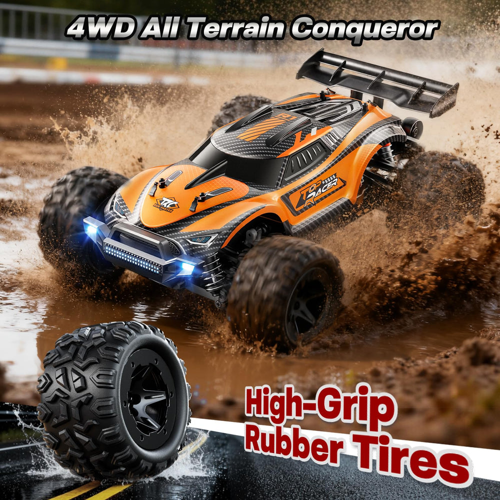 HOMETALL 1:18 RC car underside shows durable suspension components.