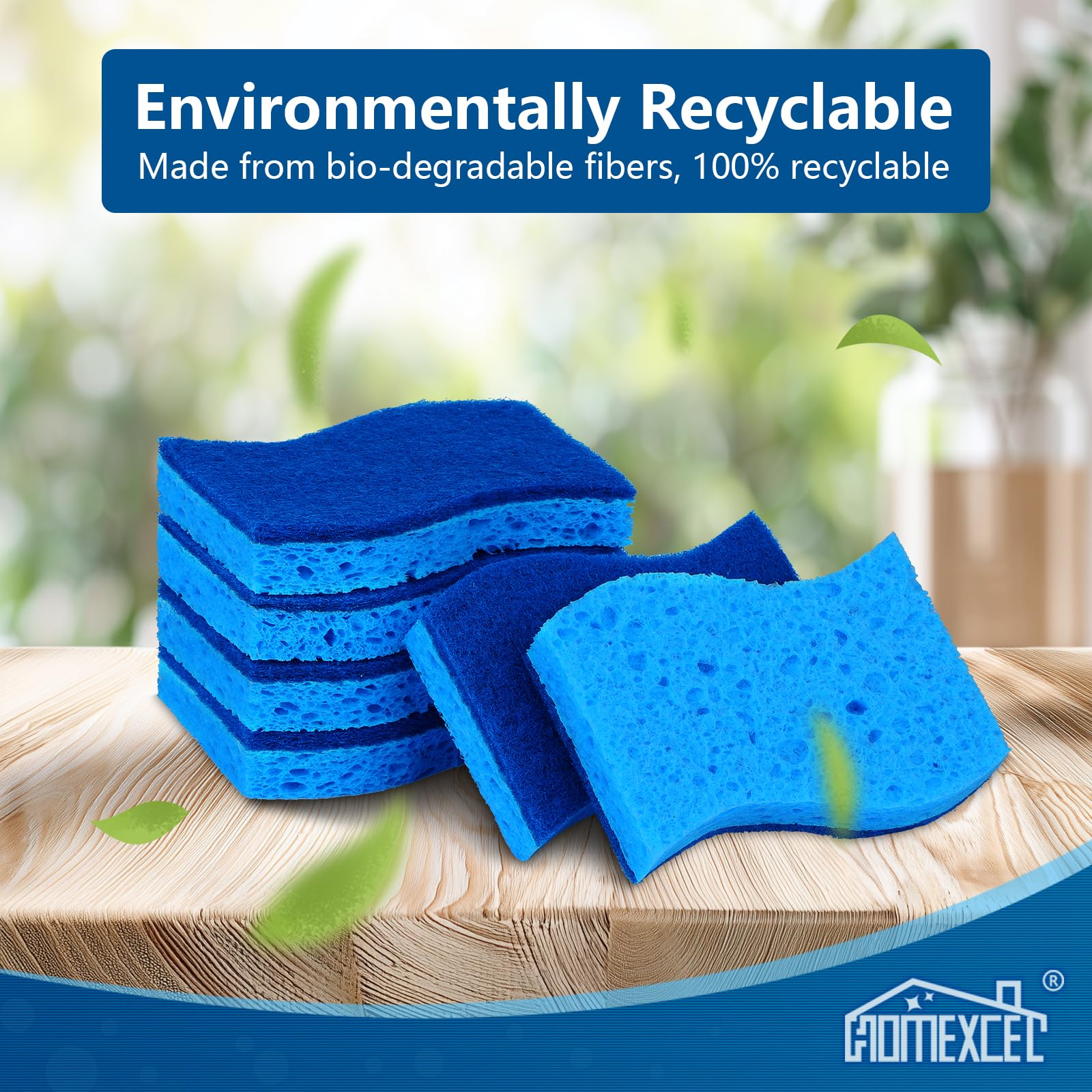 HOMEXCEL sponge set retains shape after heavy scrubbing for lasting use
