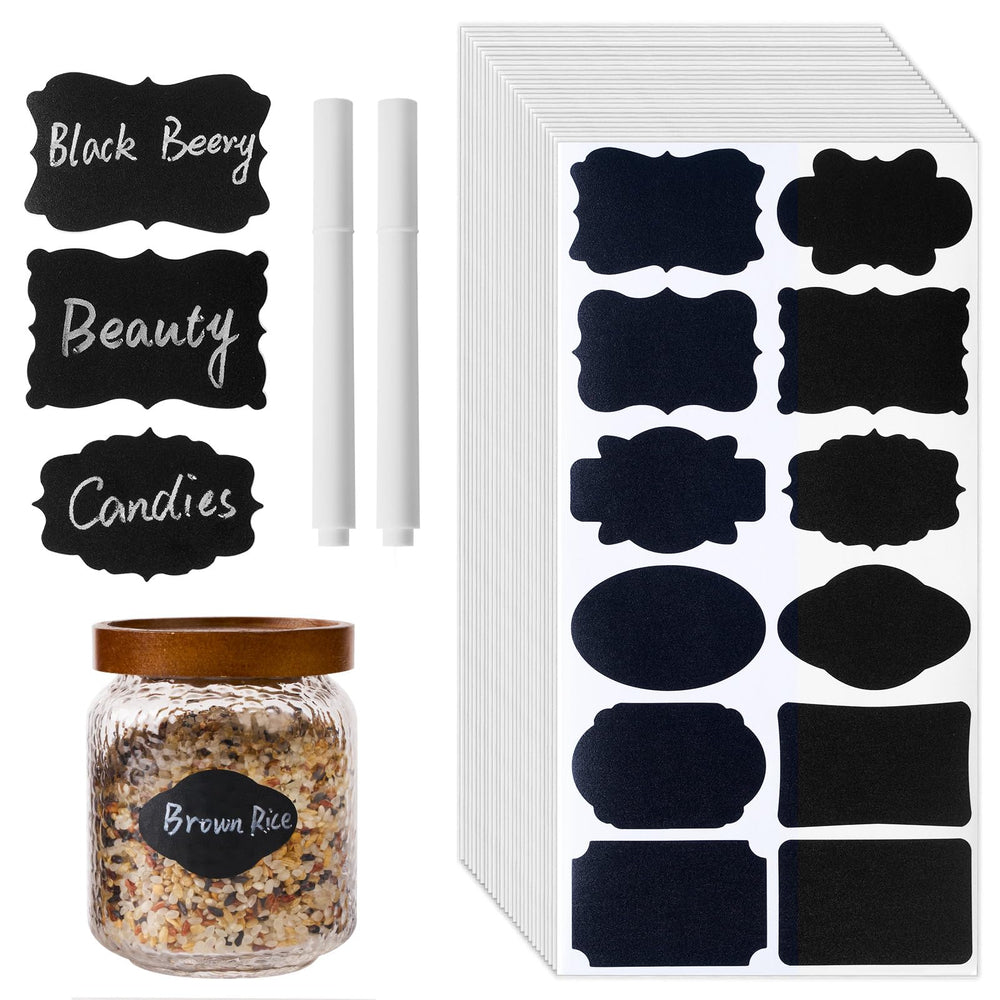 Homrelaxy 360pcs chalkboard labels pack with assorted shapes for versatile pantry organization.