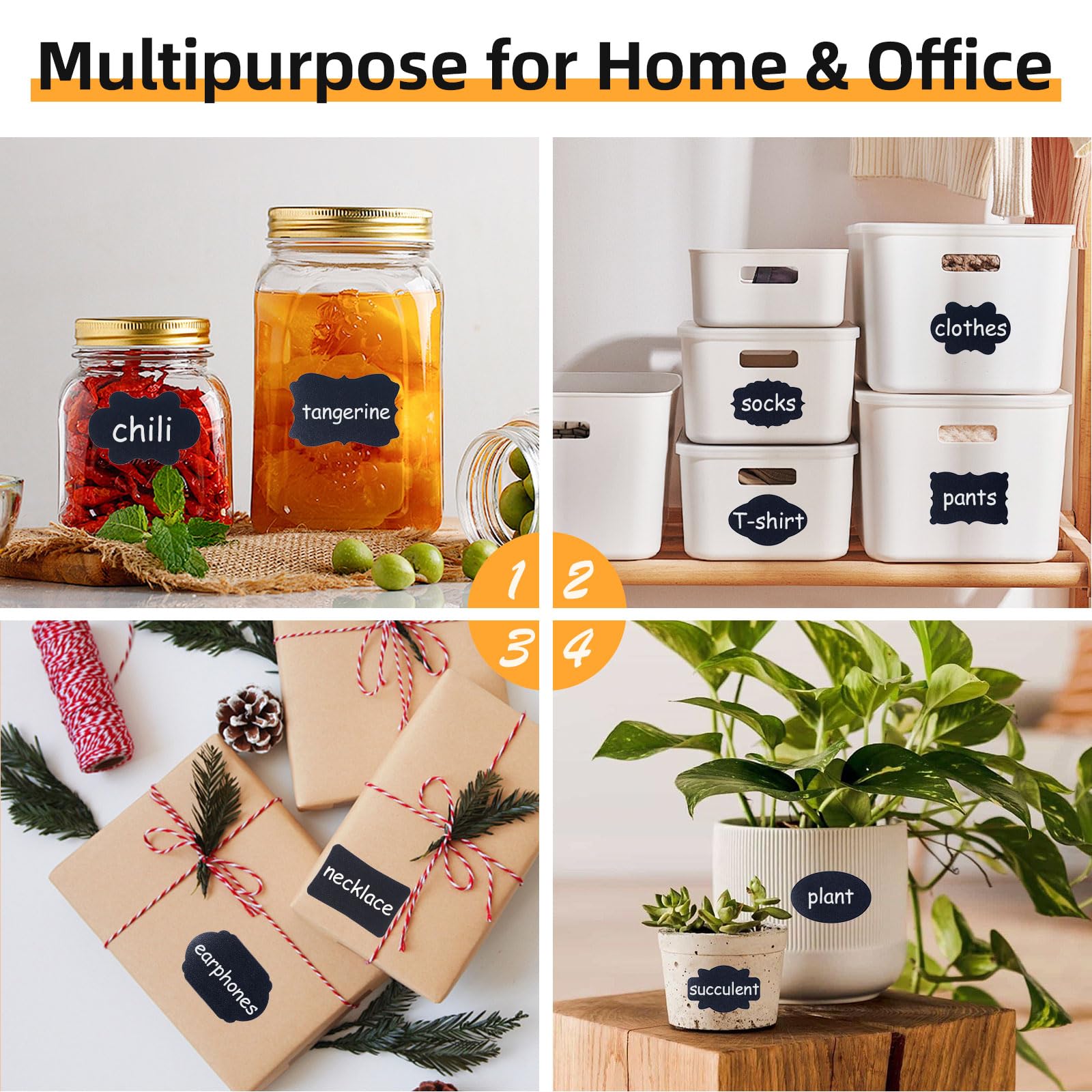 Homrelaxy labeling system on pantry items for easy identification and reuse.