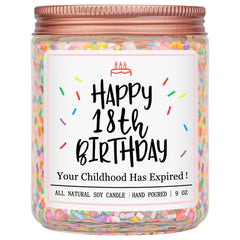 Homsolver vanilla 18th birthday candle in a jar for warm celebrations.