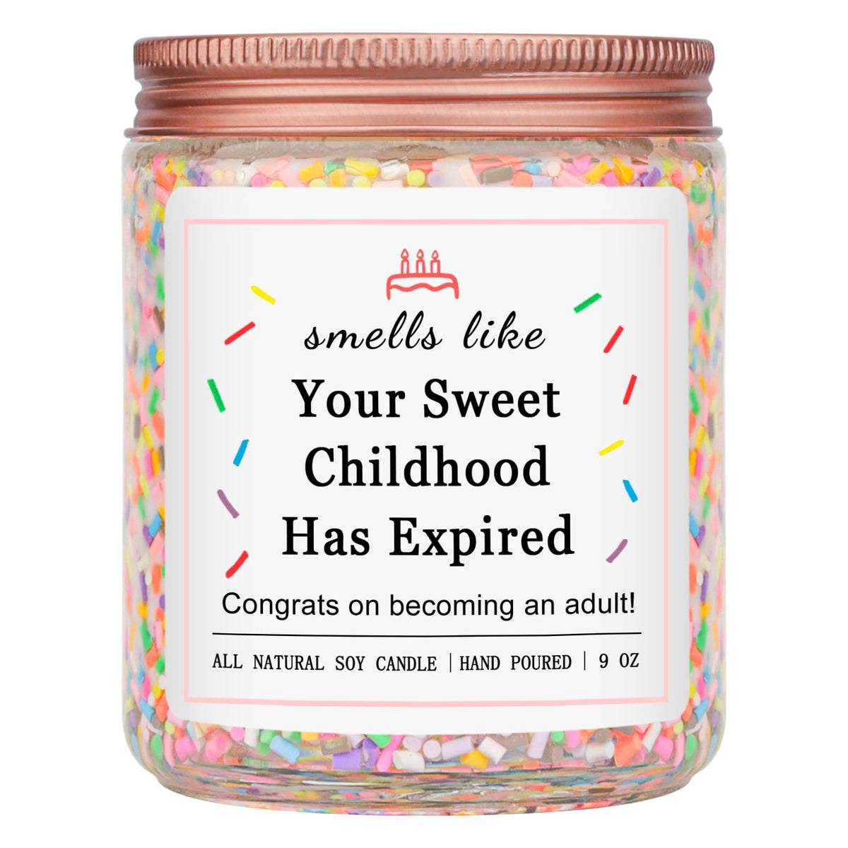 Homsolver 18th birthday candle with vanilla scent and sprinkles, long burn time.