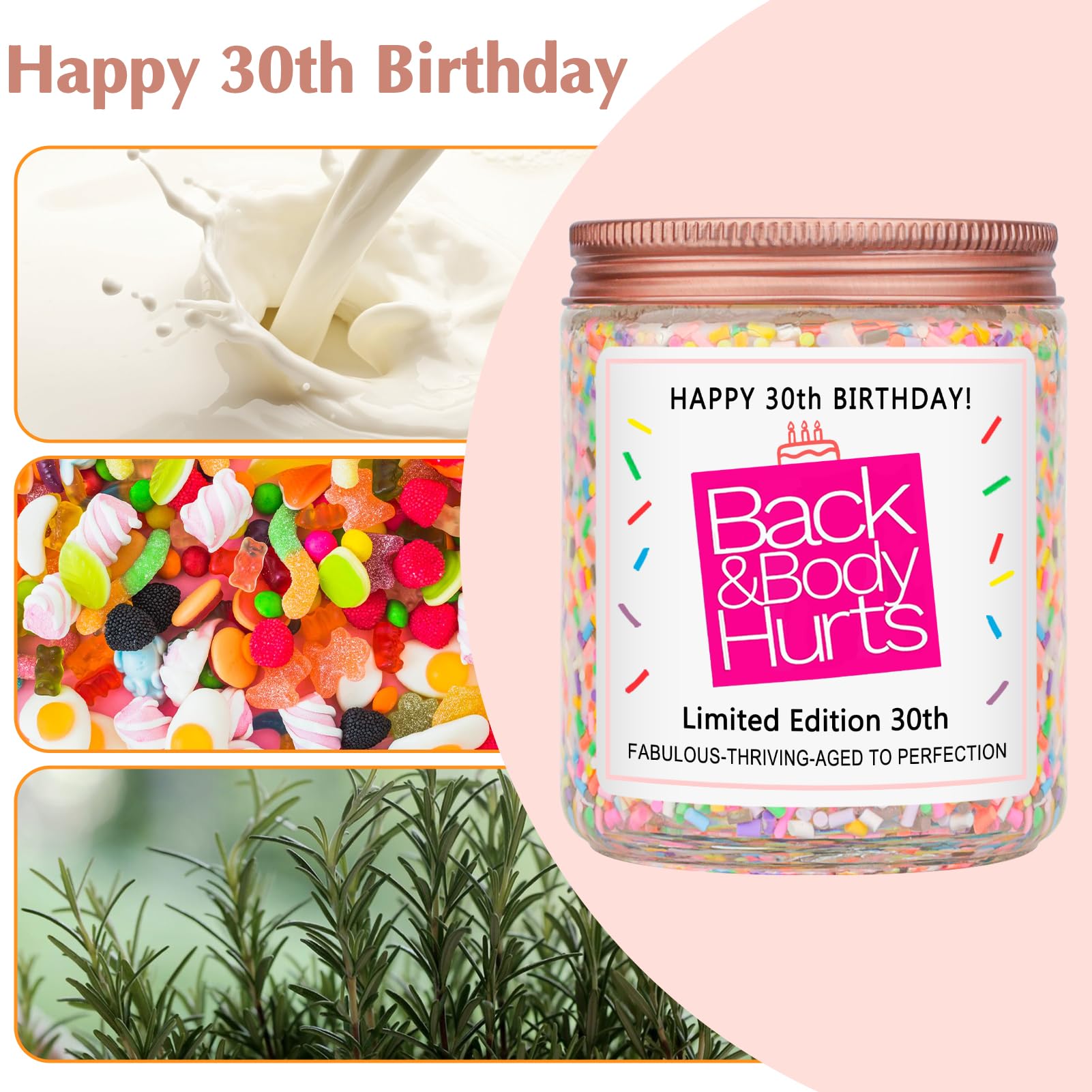 Close-up of Homsolver candle label detail for milestone celebrations.