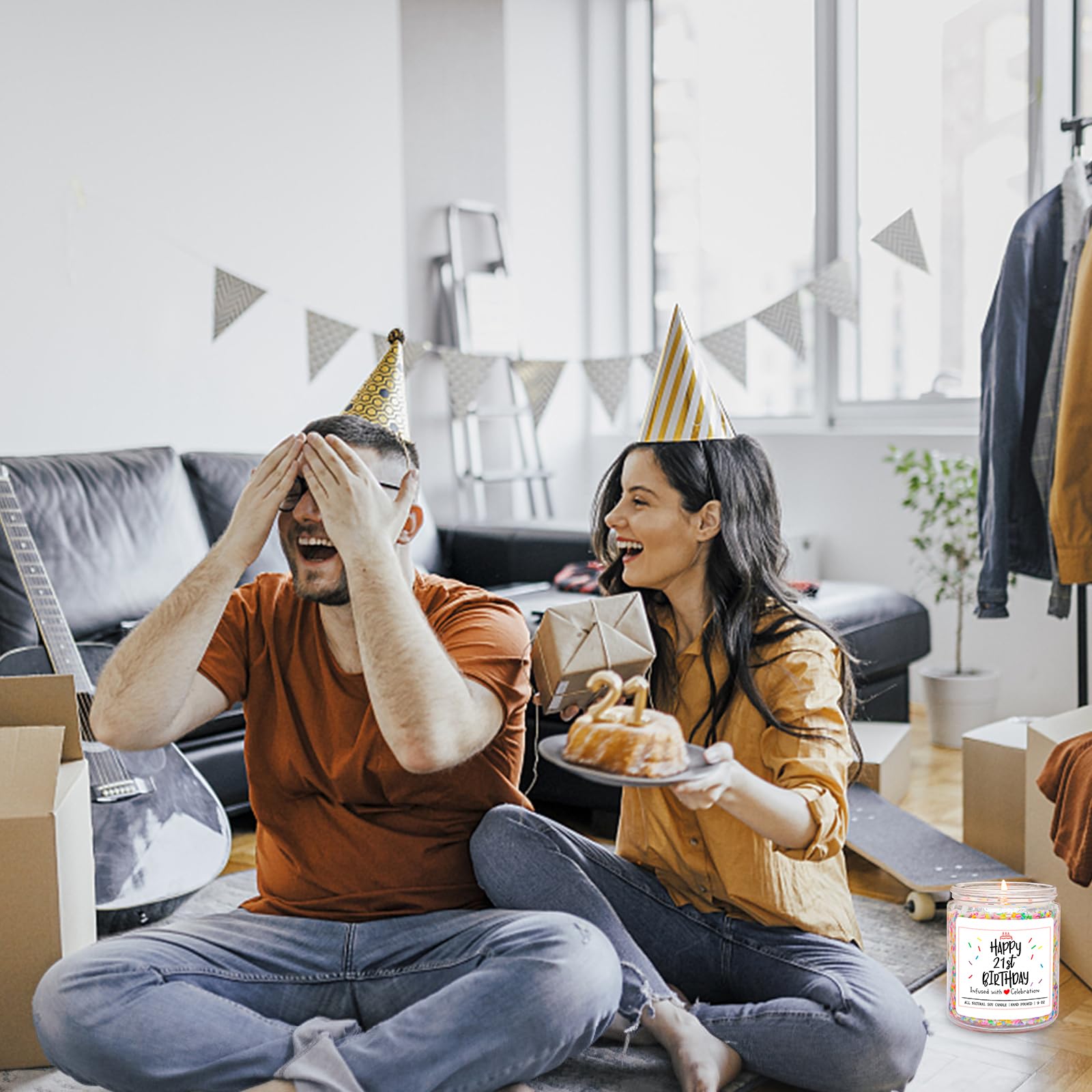 Homsolver 7oz burn-time candle offers long-lasting birthday ambiance.