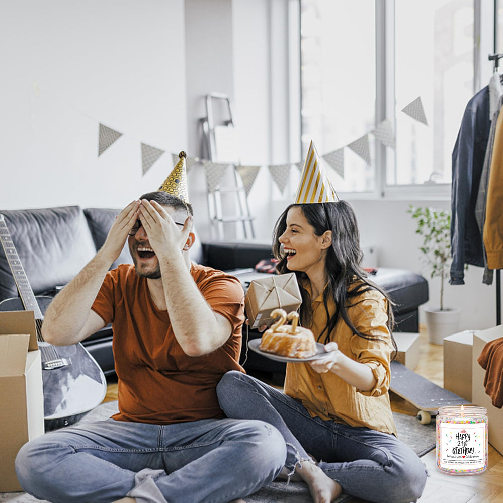 Homsolver 7oz burn-time candle offers long-lasting birthday ambiance.