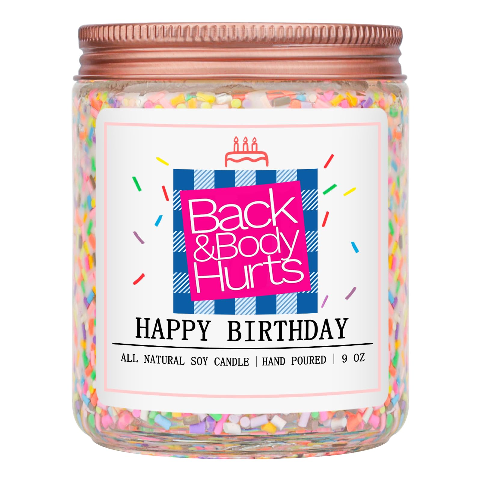 Homsolver birthday candle jar with clean soy wax for a long-lasting vanilla fragrance.