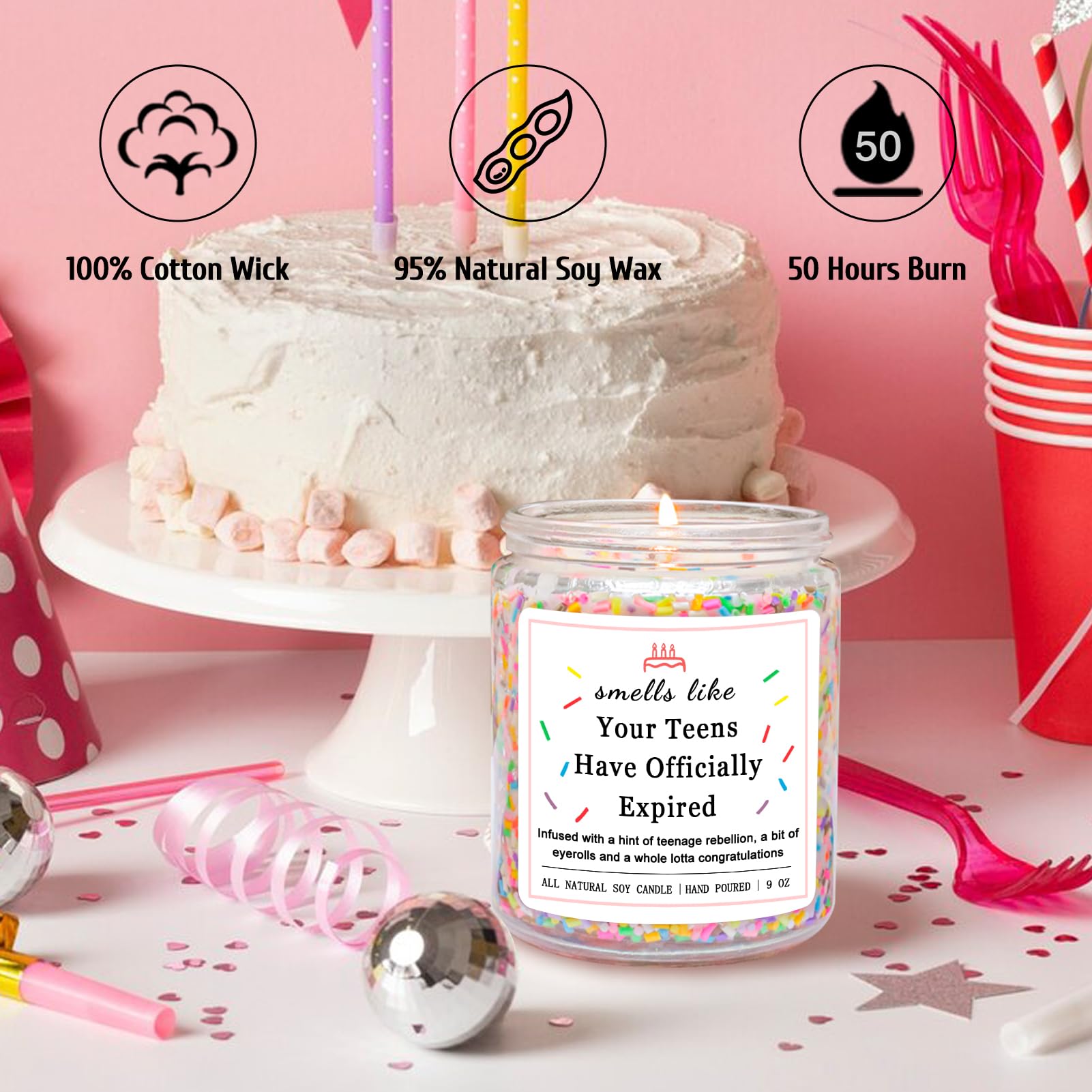 Homsolver premium wax with cotton wick ensures a clean burn