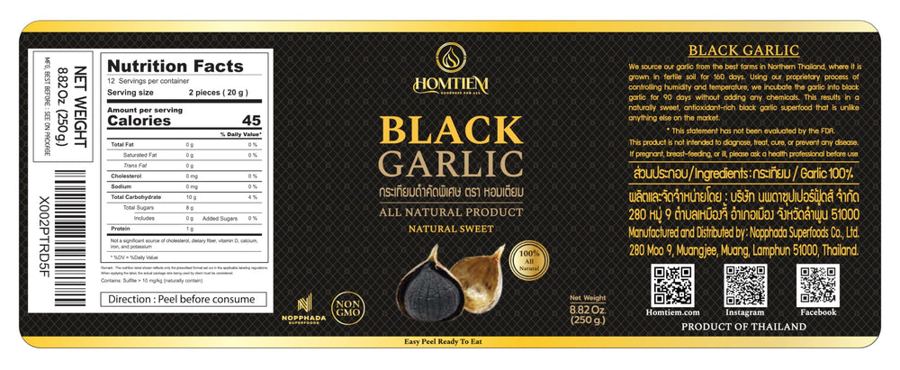 HOMTIEM Black Garlic fermentation process yields a sweeter, mellow flavor.