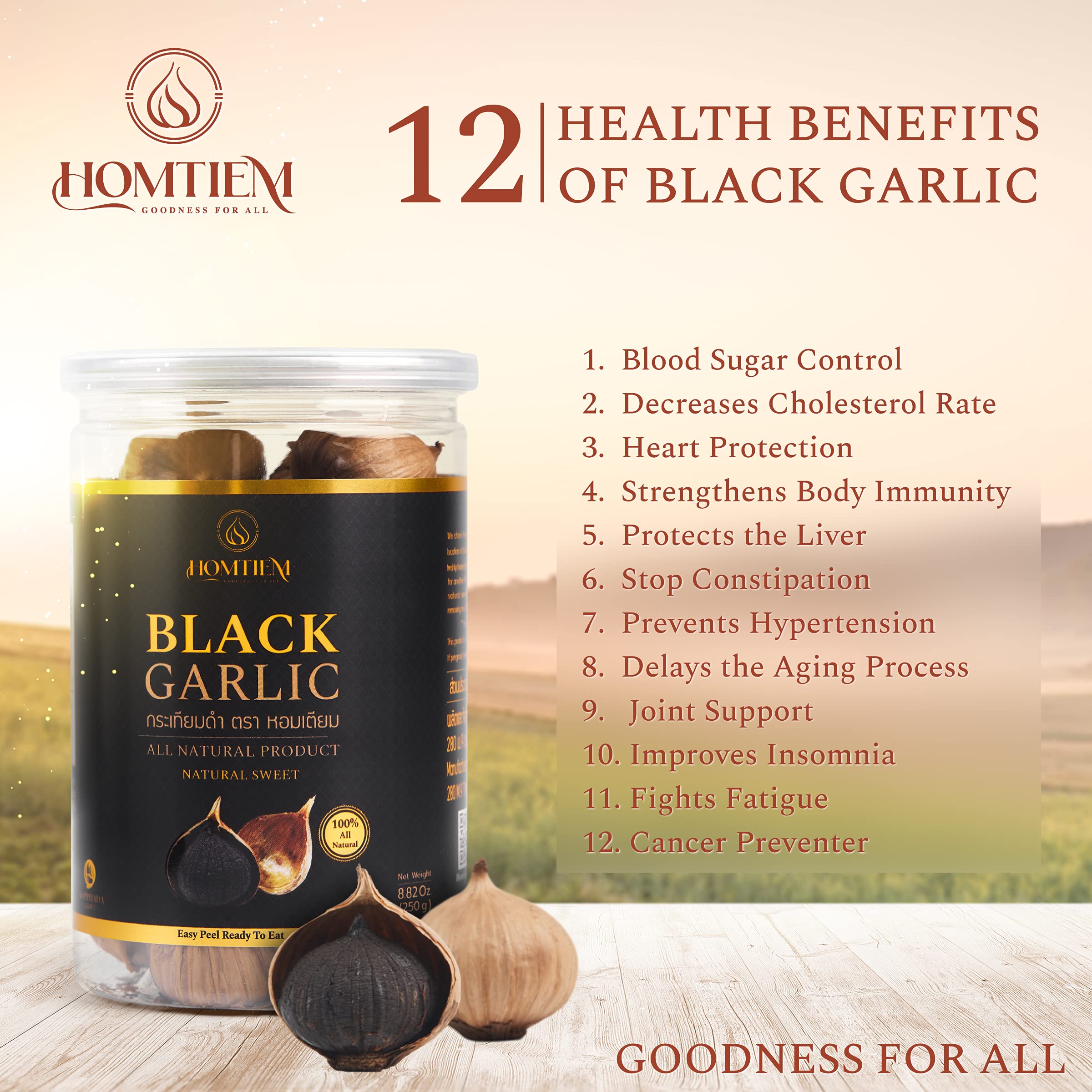 HOMTIEM Black Garlic in salads or cookies enhances savory notes.