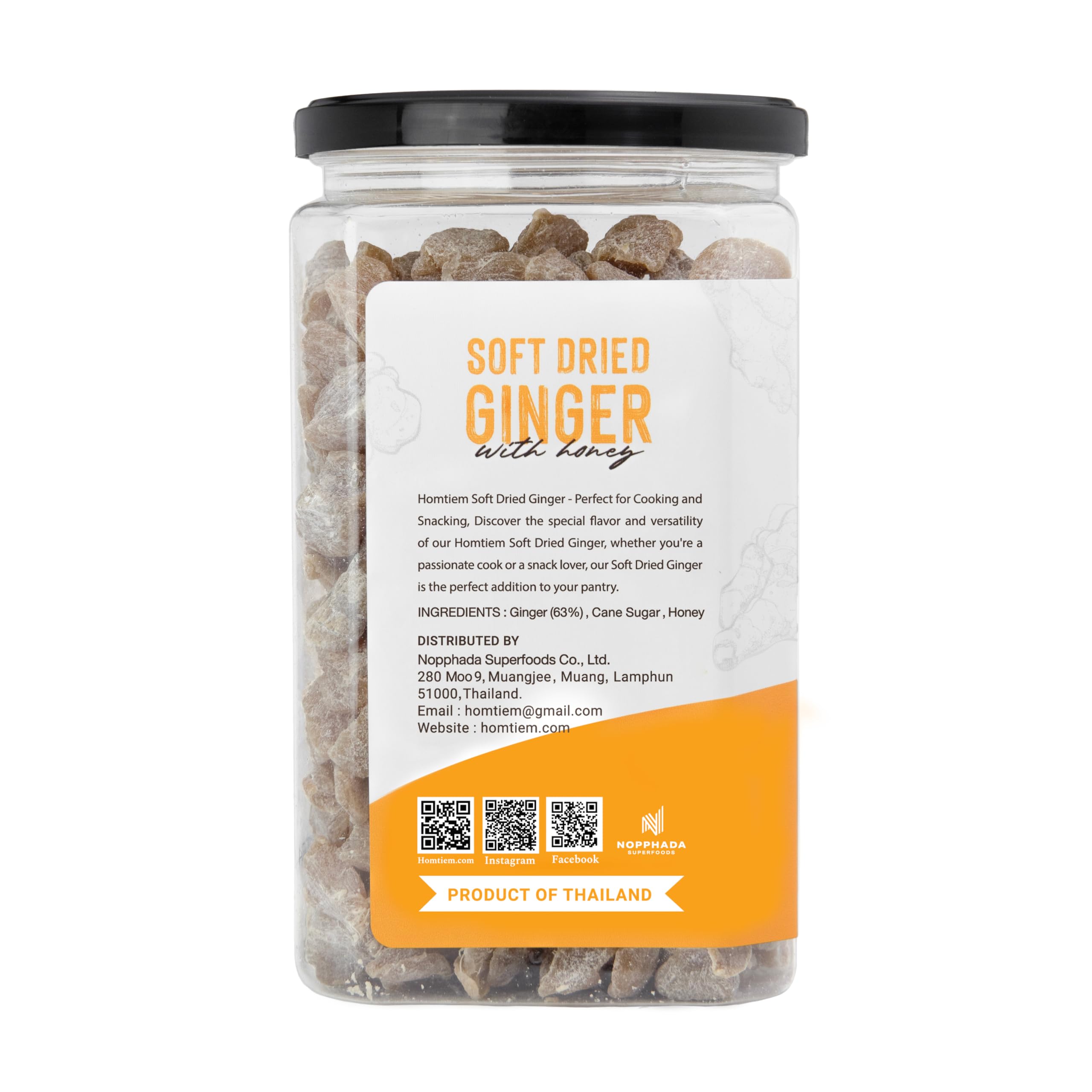 Homtiem Dried Ginger candied slices add warm flavor to recipes.