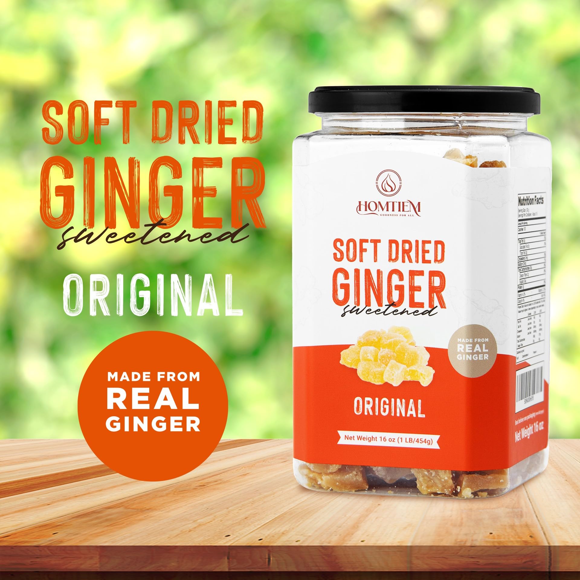 Homtiem ginger candied tea in cup for a warm, zesty sip