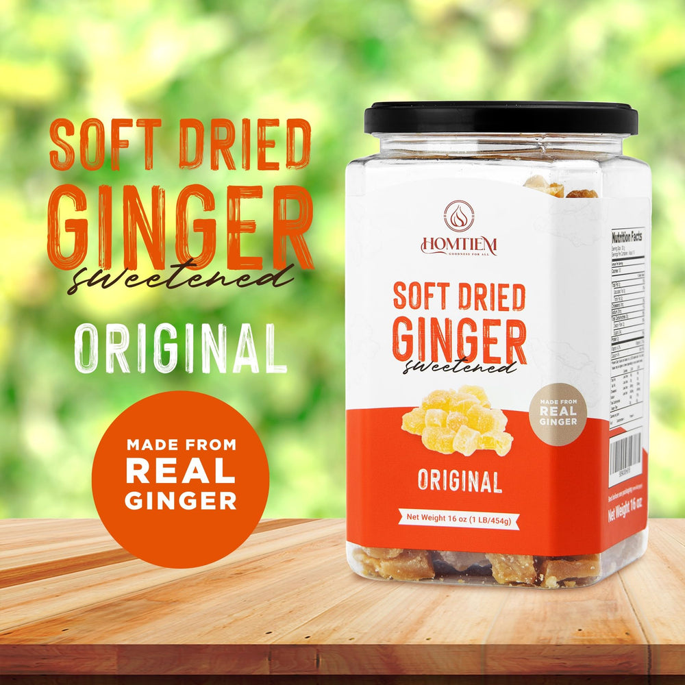 Homtiem ginger candied tea in cup for a warm, zesty sip