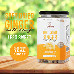 Homtiem Soft Dried Ginger texture closeup emphasizes tender bite quality.