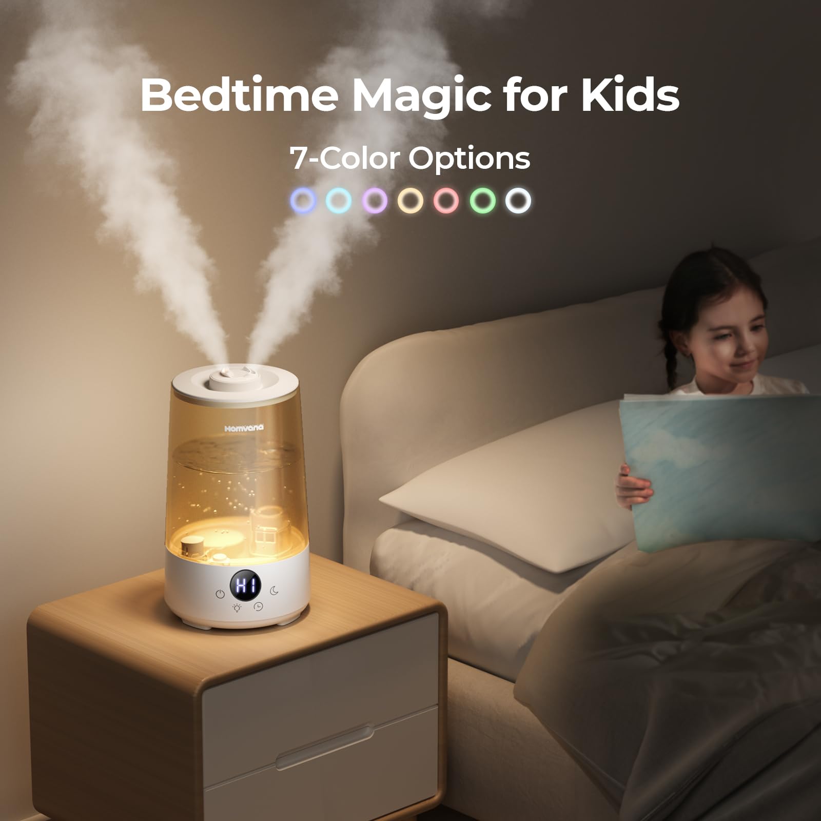 Homvana humidifier with 3.6L capacity for longer operation