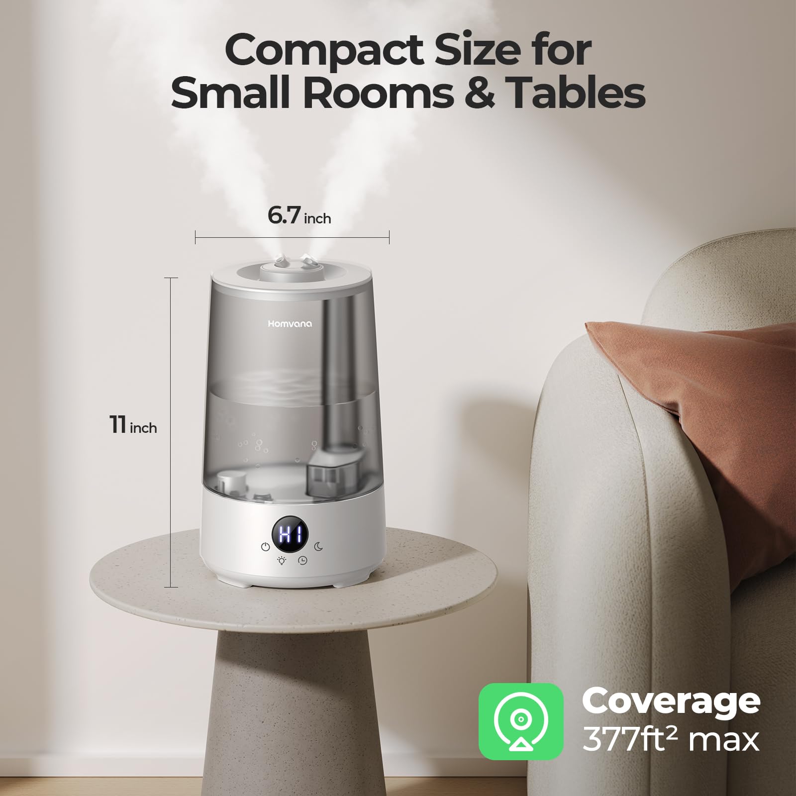 Homvana humidifier suitable for large rooms and versatile setups
