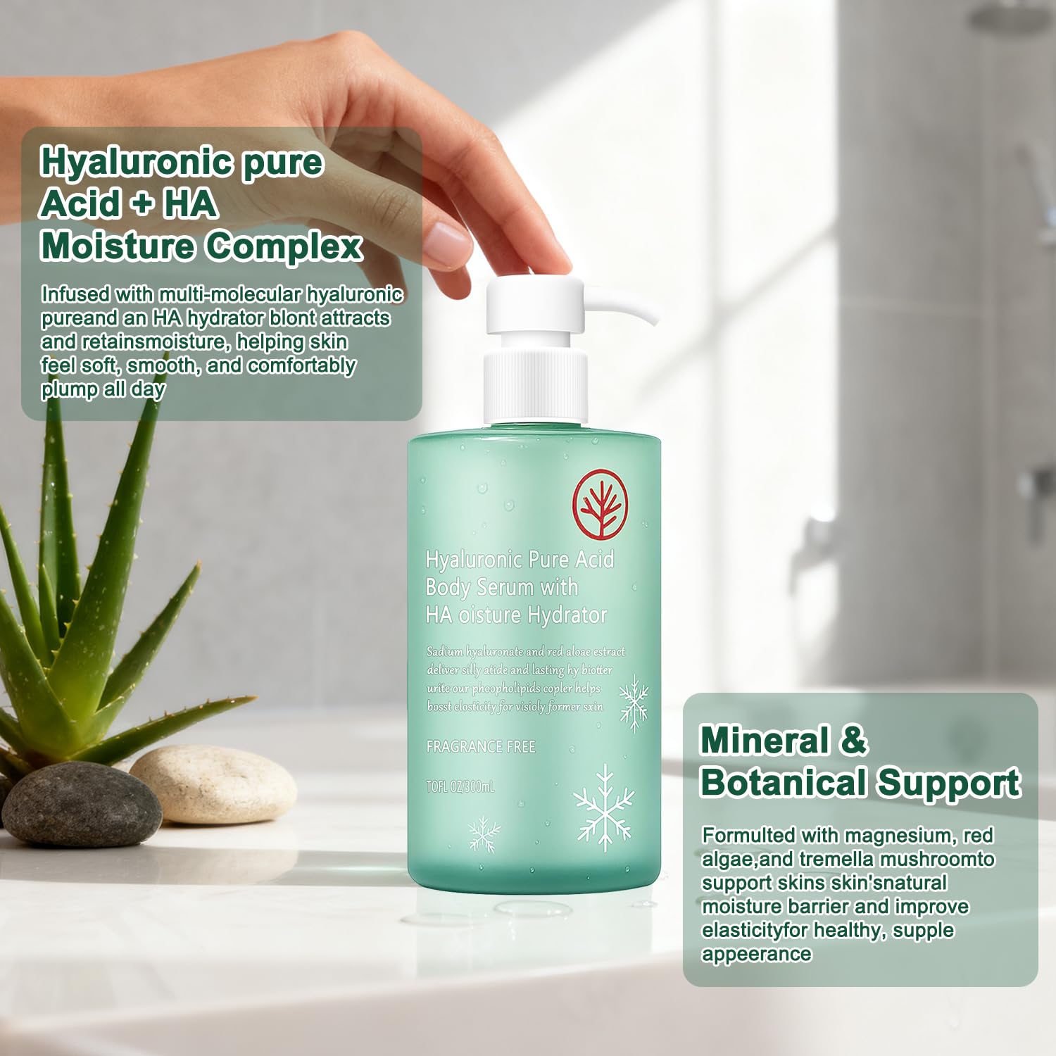 HONAVE HA Body Serum dispensing pump for clean, controlled application.