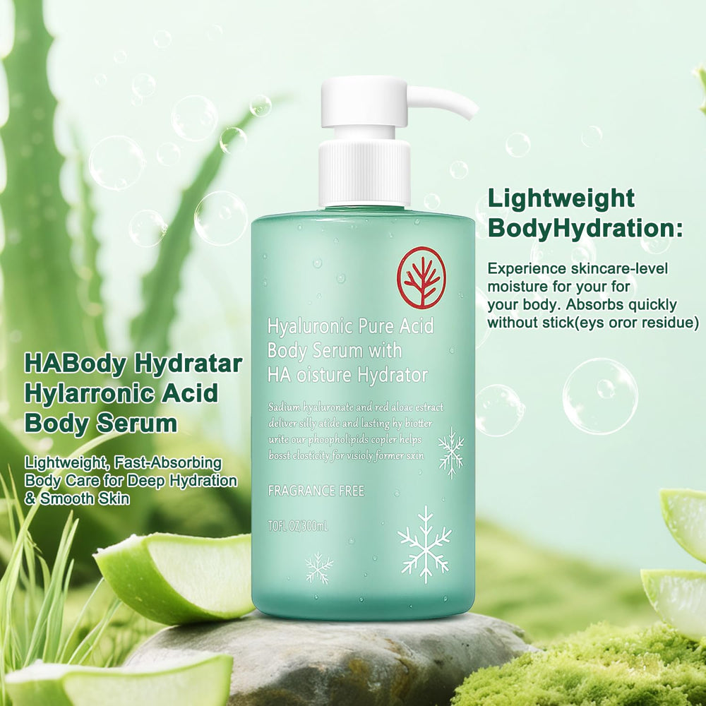 HONAVE HA Body Serum texture swirl highlighting fast absorption and a cool finish.