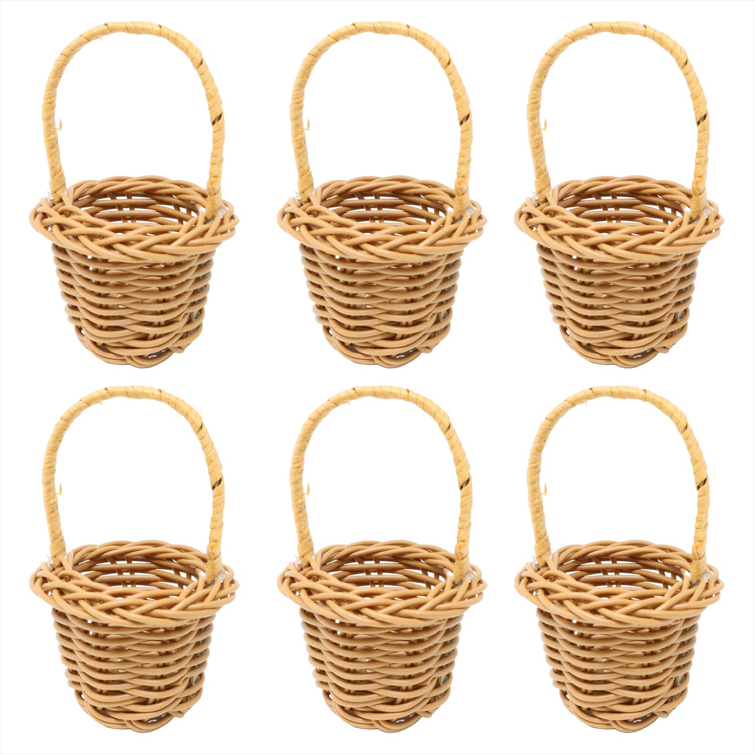 Honbay miniature woven basket with handles showing a 6-pack set for elegant table decor.