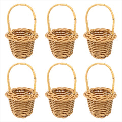 Honbay miniature woven basket with handles showing a 6-pack set for elegant table decor.