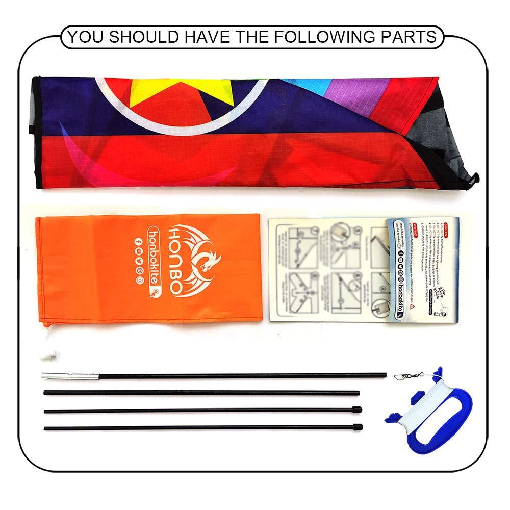 Honbo 58-inch fighter plane kite with durable rods for windy days