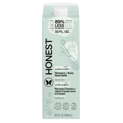 The Honest Company 2-in-1 bottle shows gentle, fragrance-free cleansing for baby skin.