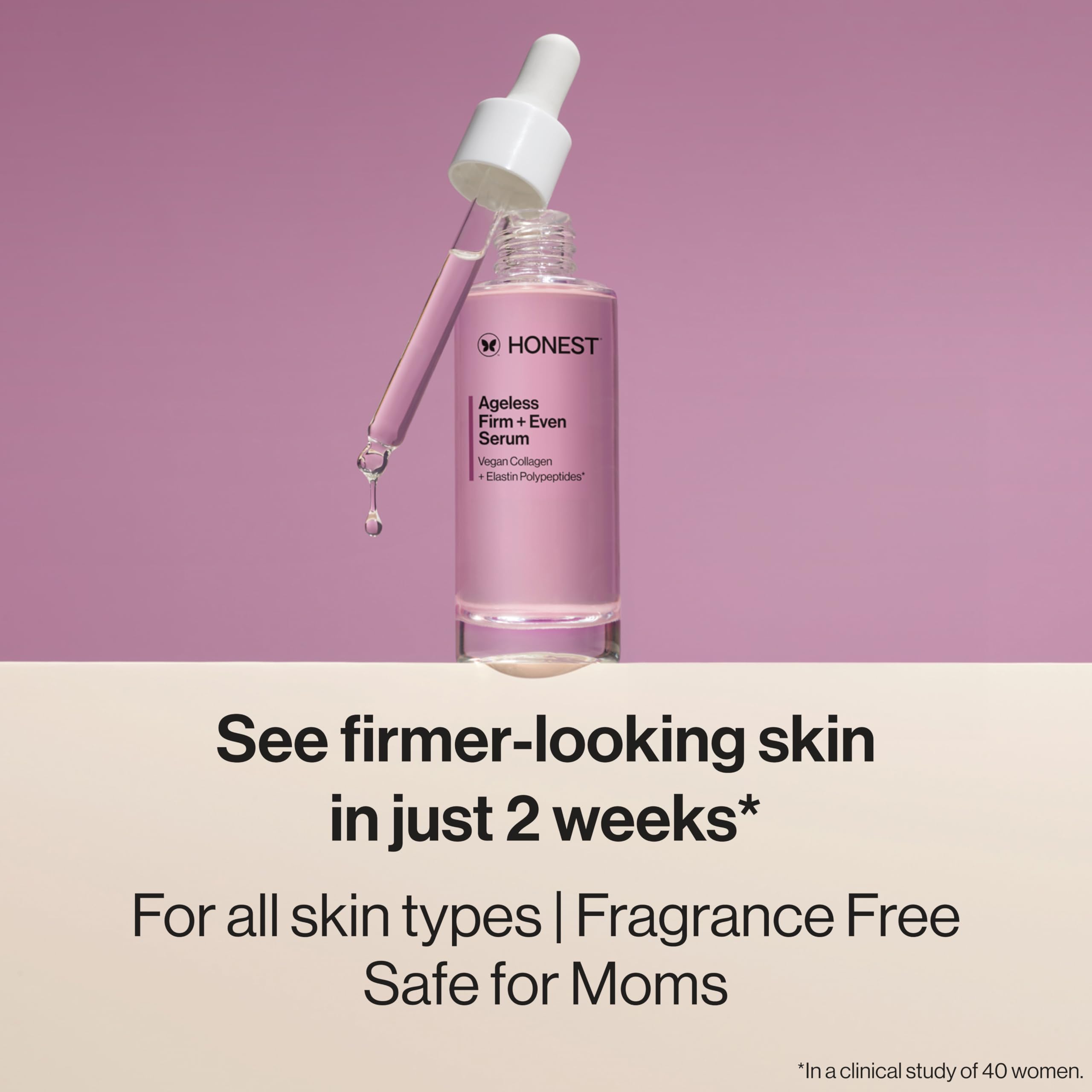 Honest Beauty Ageless Serum pump close-up shows easy application