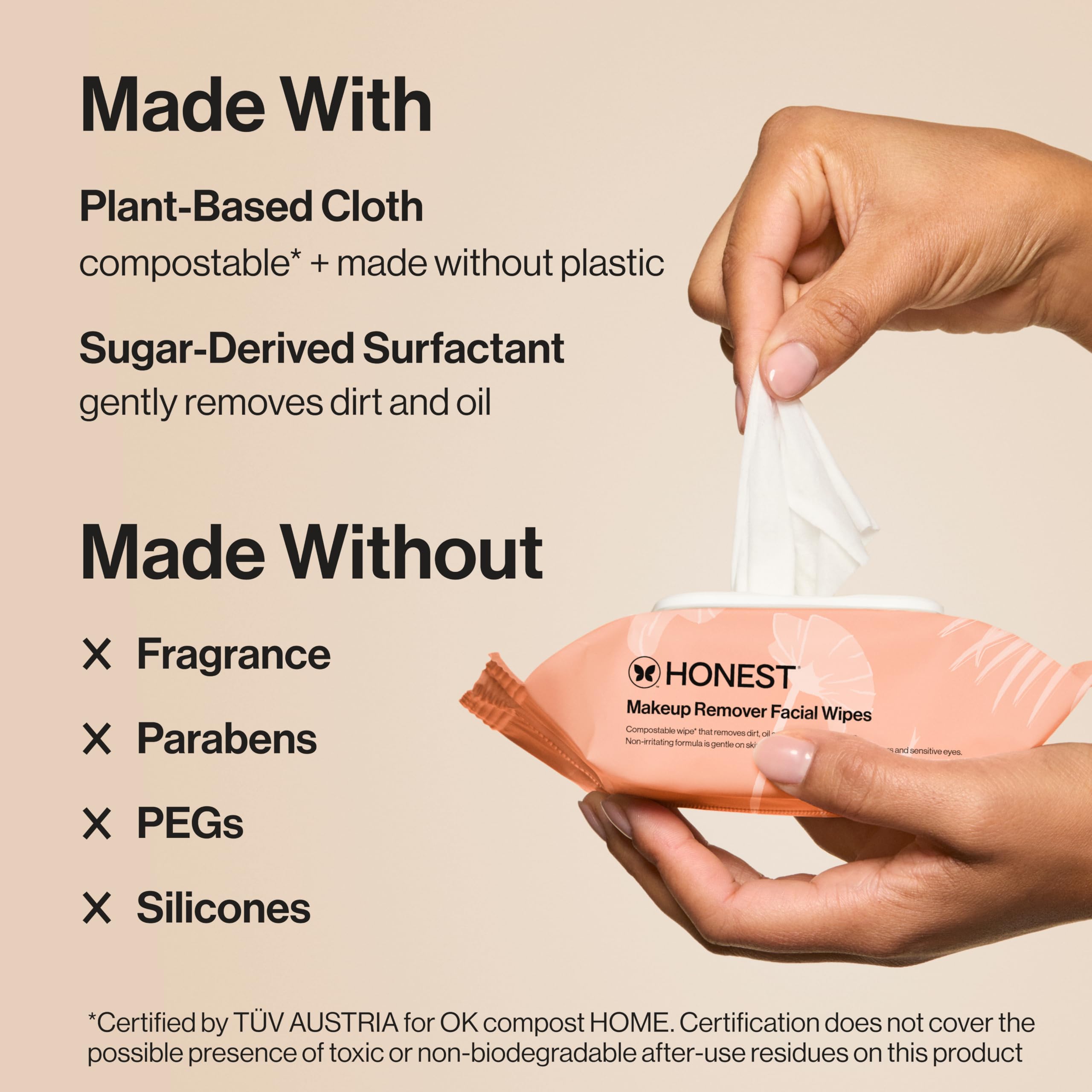 Honest Beauty fragrance-free wipes safe for sensitive eyes during makeup removal