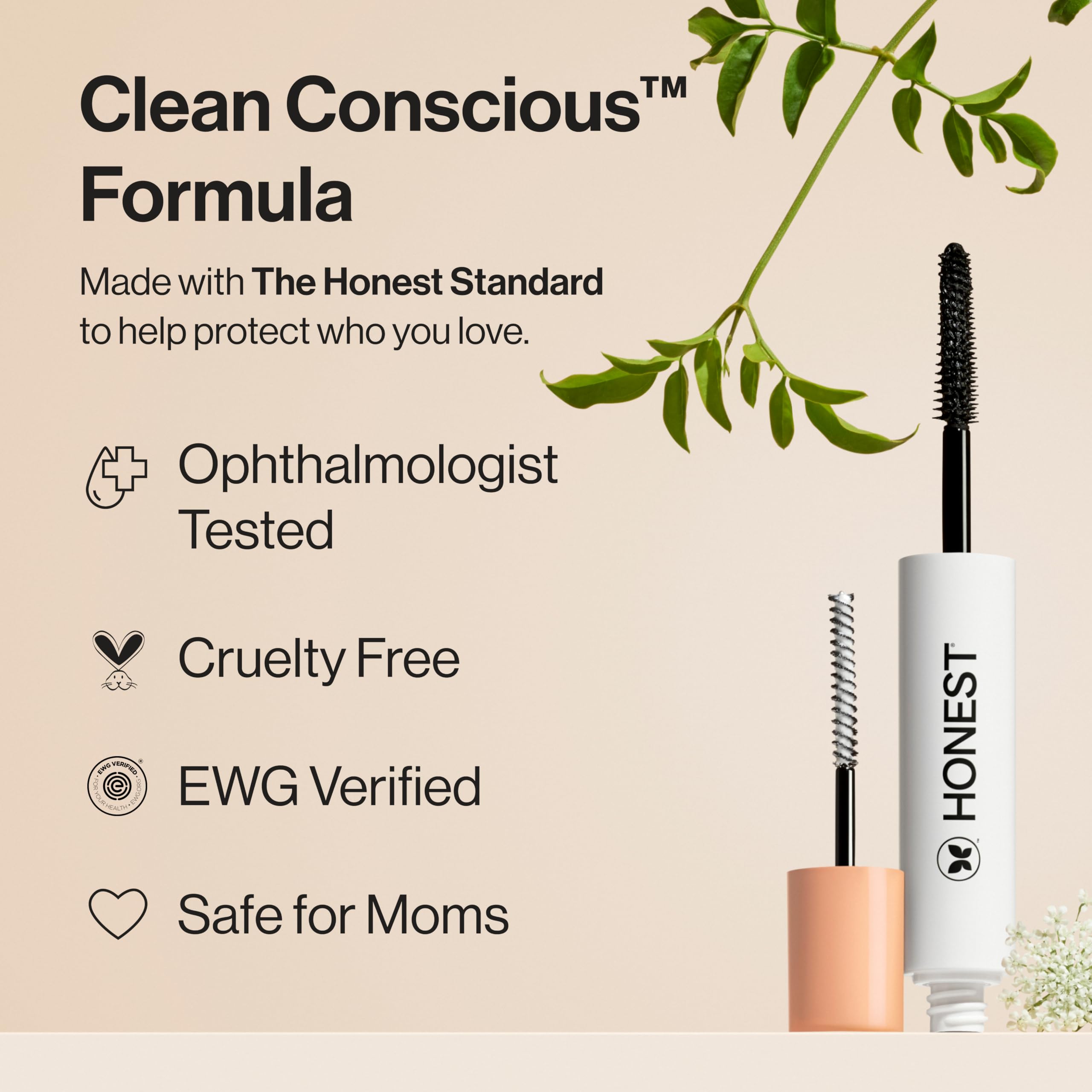 Honest Beauty mascara brush tips for precise coating and lash separation