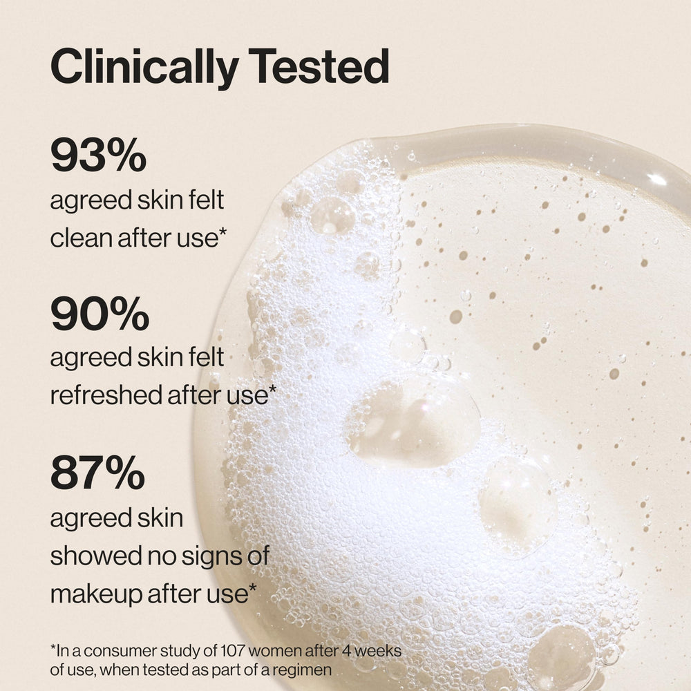 Honest Beauty mini Cleanser applied to skin for gentle daily cleanse.