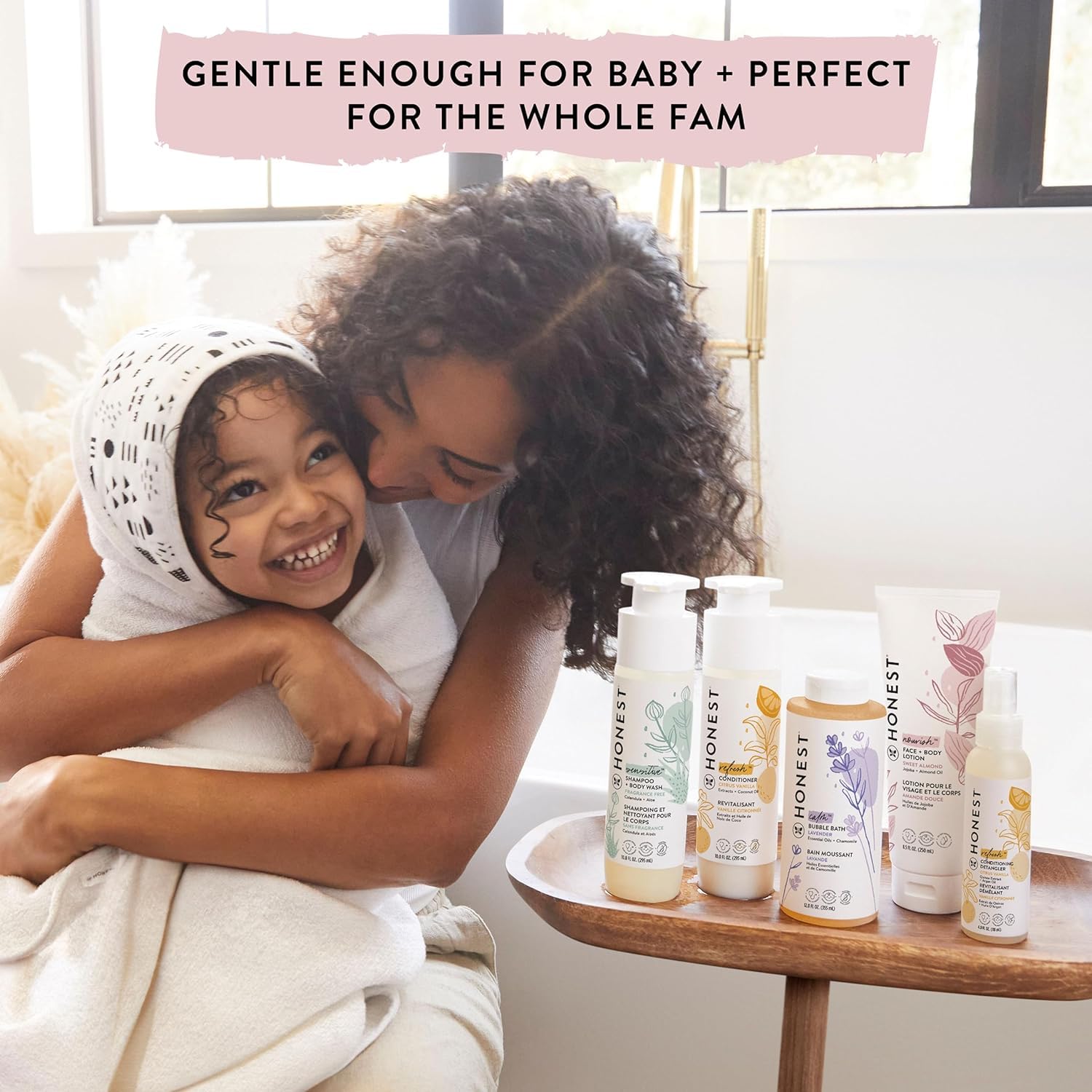 The Honest Company silicone-free conditioner helps keep hair soft and manageable.