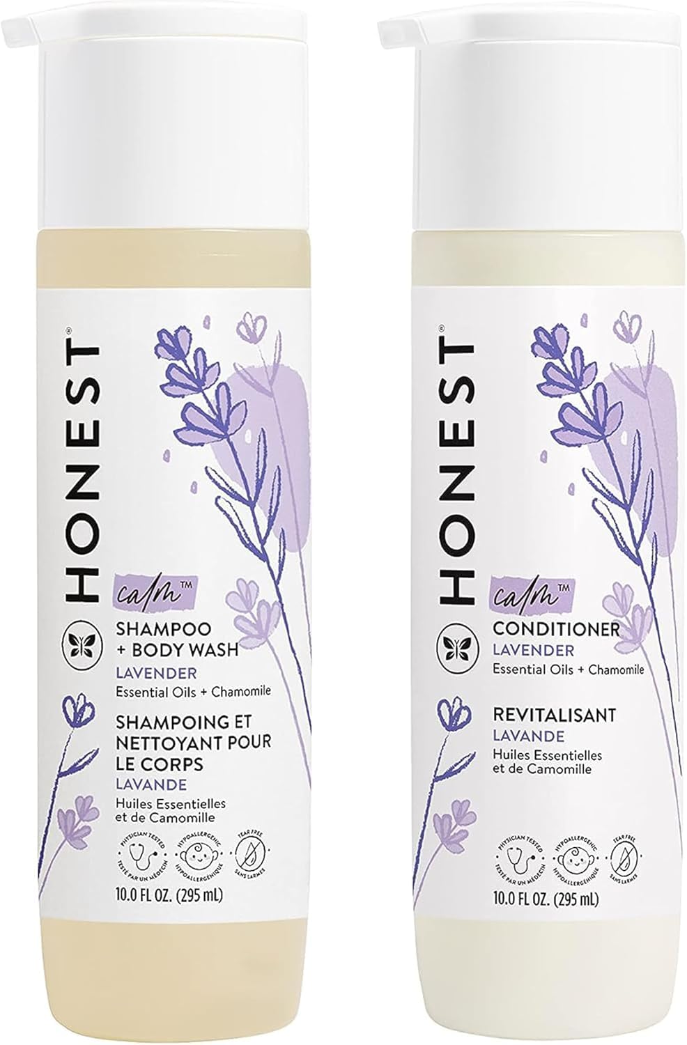 The Honest Company baby shampoo bottle pour enables easy, controlled bath-time dispensing.