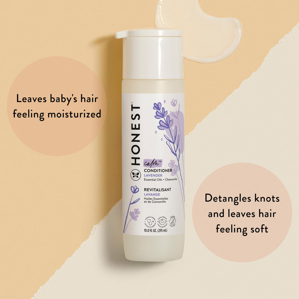 The Honest Company shampoo lather foams for gentle cleansing on delicate skin.