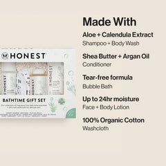 The Honest Company fragrance-free bubble bath creates rich, gentle suds for bathtime.