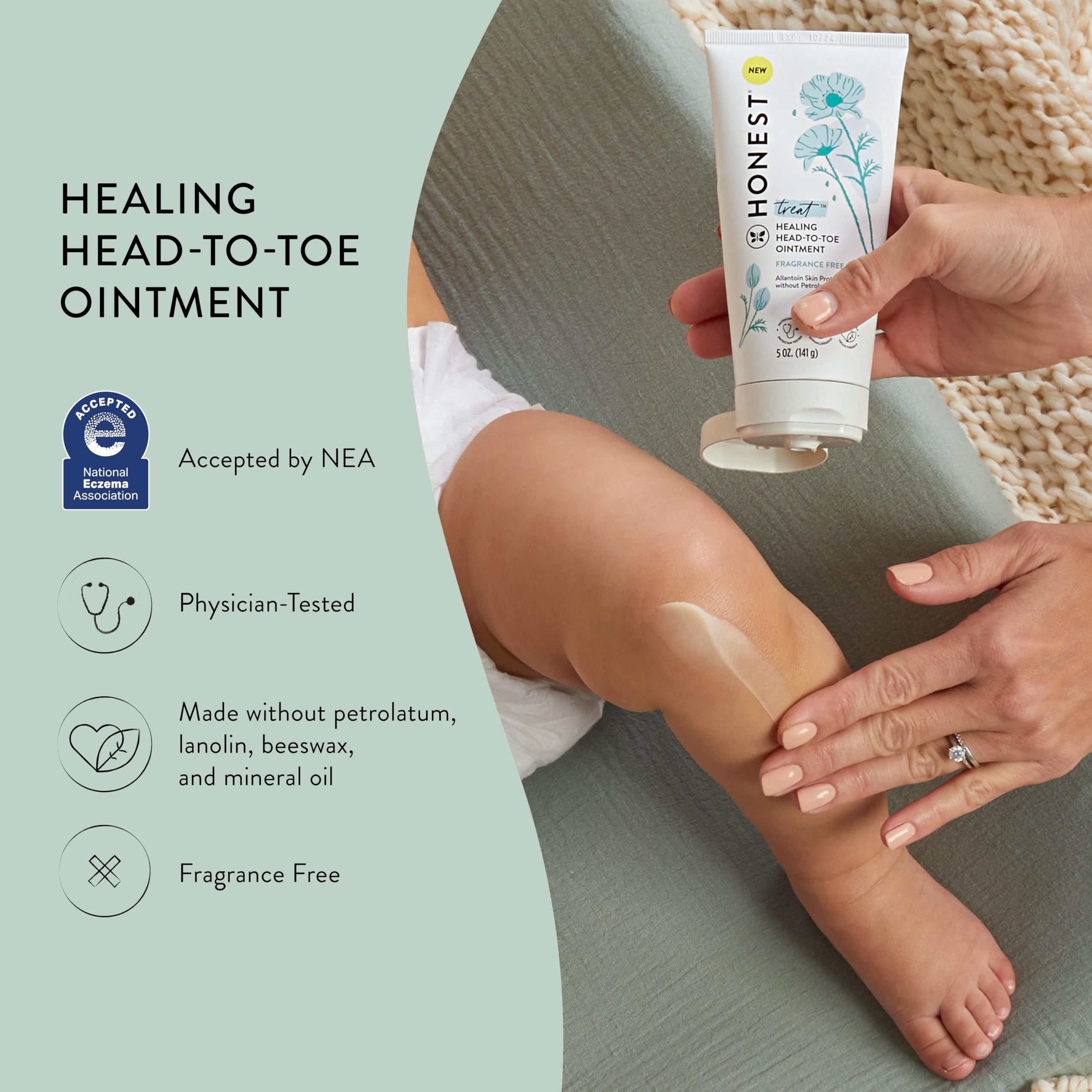 Family applying The Honest Company Healing Ointment for dry skin relief