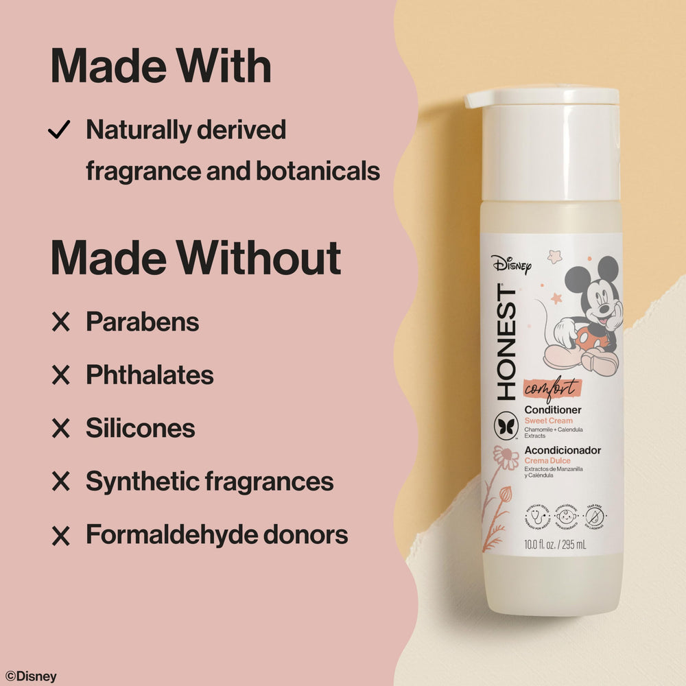 The Honest conditioner ingredients highlight shea butter, argan oil, and jojoba