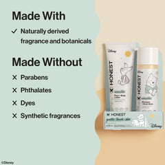 The Honest fragrance-free lotion label signals fragrance-free, dermatologist-tested care