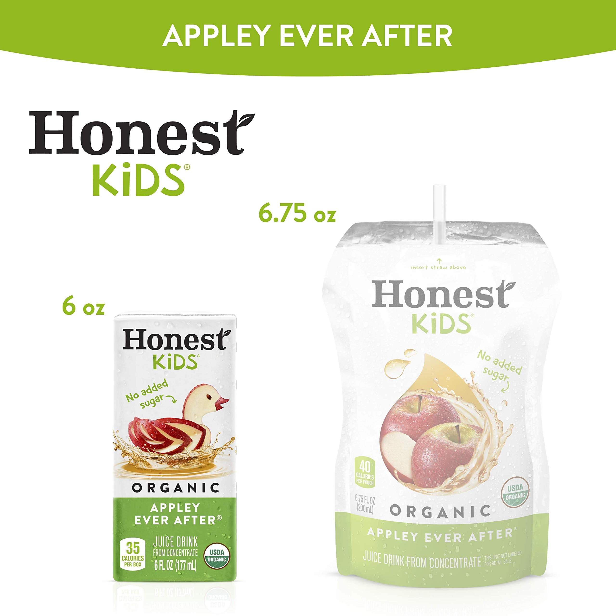 Honest Kids Appley Ever After ingredients list highlights organic juice.