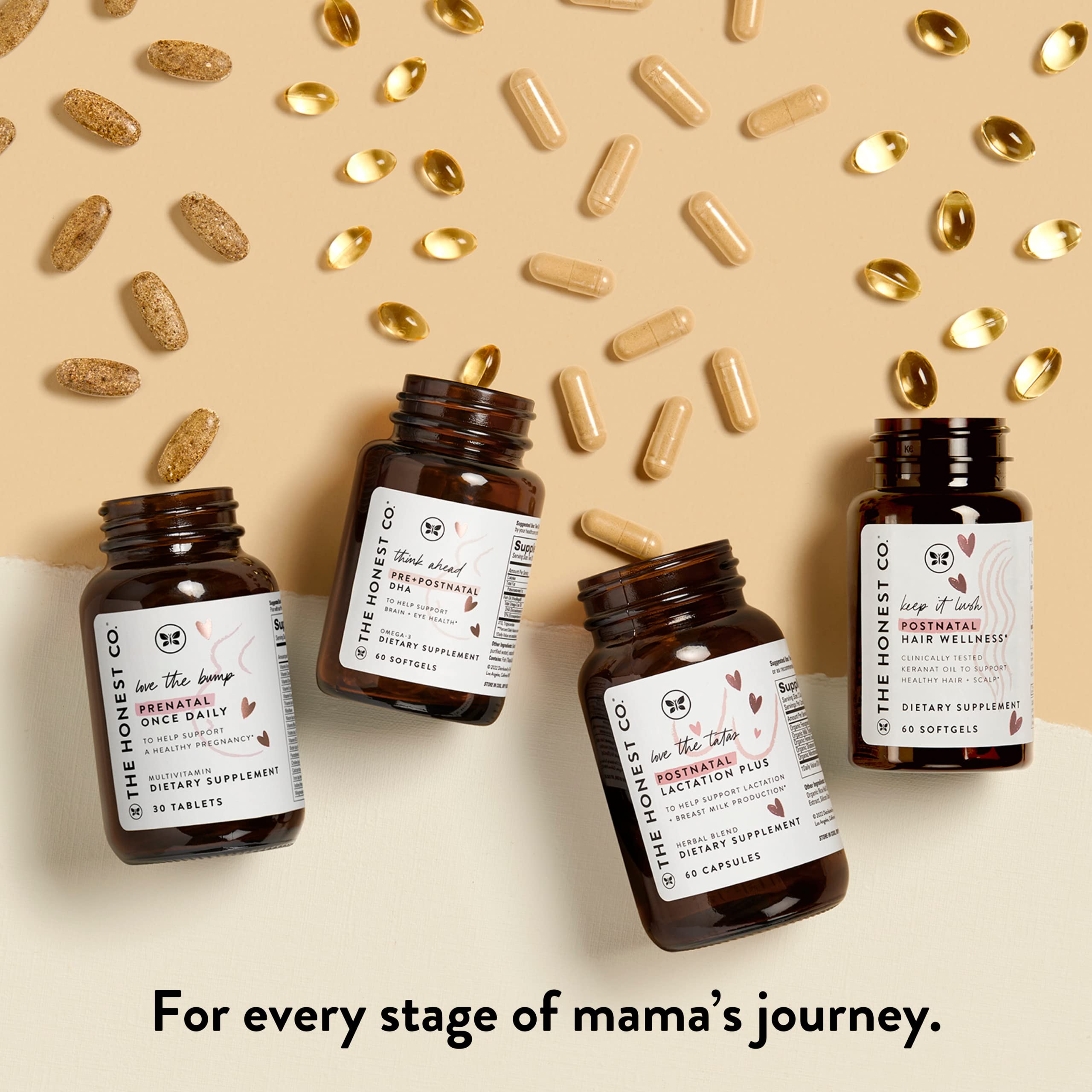 Ingredients list highlights iron and folate for prenatal nutrient support.